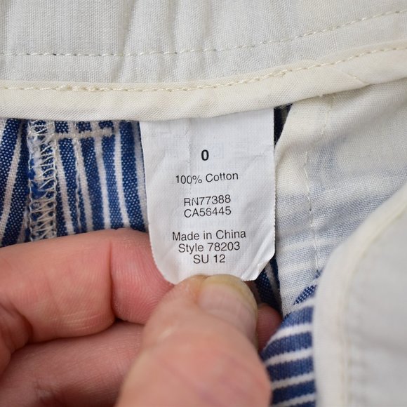 J Crew Factory 3" Rail Road Stripe Chambray Chino Shorts Size 0 Blue Preppy - Picture 8 of 8